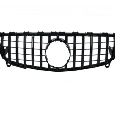 Grilă auto GTR negru pentru Mercedes A-Class W176 (2016–2018), vedere frontală, design sportiv cu lamele verticale, material ABS rezistent.