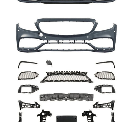 W205 C SERIES C63 LOOKING FRONT BUMPER GRILĂ (CU ACCENTUARE ARGINTIE) CU GRILĂ DE TIP GTR