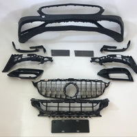 W205 2014-2018 C63 PARACHOAPĂ FRONTALĂ ȘI SET GRILĂ (FUNDURI NEGRE)