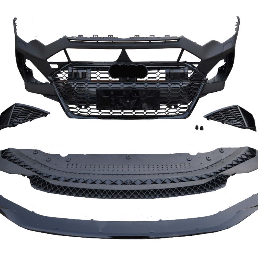 Kit bară față RS6 Look complet pentru Audi A6 C8 (2019–2021) – include grilă fagure, deflector, ornamente laterale – produs aftermarket