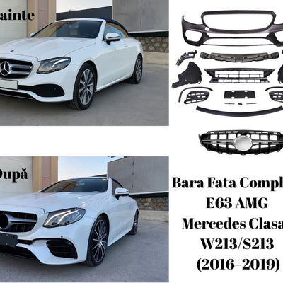 Comparație vizuală înainte și după instalarea barei față E63 AMG pe Mercedes-Benz Clasa E Cabrio W213